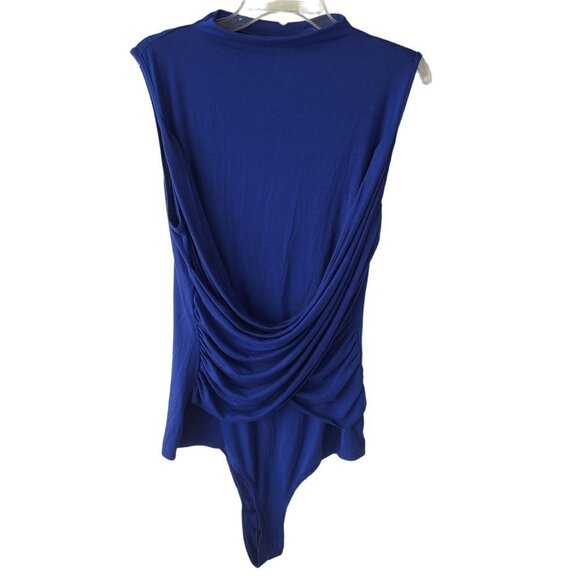 N Y and Co Thong Bodysuit Sweet Pea Stretch Royal Blue Jersey Knit Womens XLarge - Picture 1 of 8